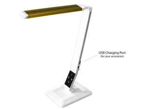 AnthroDesk Dimmable LED Desk Lamp with Touch-Sensitive Control Panel and USB Charging Port (Gold Accent) AnthroDesk Dimmable LED Desk Lamp with Touch-Sensitive Control Panel and USB Charging Port (Gold Accent)