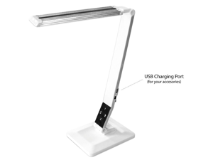 AnthroDesk Dimmable LED Desk Lamp with Touch-Sensitive Control Panel and USB Charging Port (Silver Accent) AnthroDesk Dimmable LED Desk Lamp with Touch-Sensitive Control Panel and USB Charging Port (Silver Accent)
