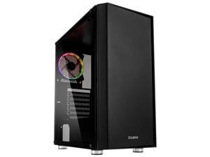 Zalman R2 ATX Mid Tower PC Case with Modern Mesh Front Panel Design, Tempered Glass, 1 x 120mm RGB Fan, USB 3.0 & 2.0, LED Control Button, Top & Bottom Dust Filter (Black)