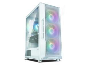 Zalman i3 NEO ATX Mid-Tower Desktop Gaming PC Case, 4 x 120mm RGB Fans Preinstalled, Mesh Front Panel for High Airflow, Tempered Glass Side Panel, White