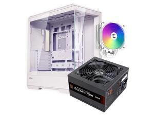 Zalman Case Cooler PSU Combo - Zalman P50 White Panoramic ATX Mid-Tower PC Case + 9X Performa Plus White 180W TDP CPU Air Cooler + Gigamax 700W 80+ Plus Bronze PSU