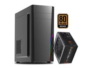 PC Builder Bundle - Zalman PC Case with PSU Combo - T8 ATX Mid-Tower PC Case Spectrum RGB Front Panel Strip 1 x 120mm Non-RGB Rear Fan, with 80 Plus Bronze 600W Power Supply