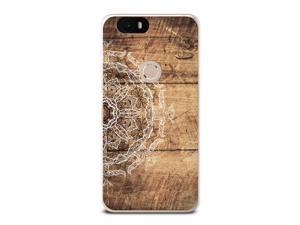Nexus 6P Soft Case, CasesByLorraine Wood Print Mandala Floral Henna Pattern Case TPU Soft Gel Protective Cover for Huawei Nexus 6P (S04)