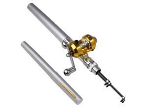 Trixes Mini Pocket Fishing Rod Pole & Golden Reel Pen - Silver Trixes Mini Pocket Fishing Rod Pole & Golden Reel Pen - Silver