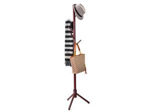 Premium Wooden Coat Rack Free Standing, with 6 Hooks Lacquered Pine Wood Tree Coat Rack Stand for Coats, Hats, Scarves, Clothes, and Handbags - Cherry Wood Finish Premium Wooden Coat Rack Free Standing, with 6 Hooks Lacquered Pine Wood Tree Coat Rack Stand for Coats, Hats, Scarves, Clothes, and Handbags - Cherry Wood Finish