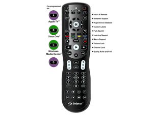 Inteset 4-in-1 Universal Backlit IR Learning Remote for use with Nvidia Shield Android TV, Apple TV, Xbox One, Roku&Media Center and more