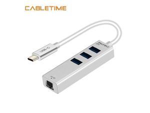 Cabletime USB C Ethernet HUB Type C to USB 30 RJ45 Network Card for Windows 10 Xiaomi Mi Box 3 Android TV USB Lan Adapter N134
