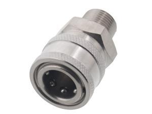 Erie Tools 3/8in. MPT Male Stainless Steel Socket Quick Connect Coupler 4000 PSI 10 GPM for Pressure Washer Nozzle Gun Hose Wand Erie Tools 3/8in. MPT Male Stainless Steel Socket Quick Connect Coupler 4000 PSI 10 GPM for Pressure Washer Nozzle Gun Hose Wand