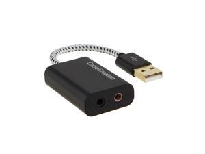 USB Audio Adapter, CableCreation Hi-Fi External USB Stereo Sound Adapter for Windows, Mac, Linux Extra,Plug and play No External drivers, 10CM/Black Color