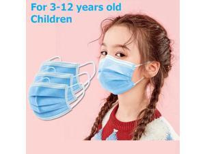 500PCS Kids mask Disposable Face Mask 3 Layers Anti Dust Infection Bacteria Protective Mask Breathable With Ear Loops for 3 to 12 years old Children (Blue)