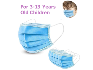 100PCS Kids mask Disposable Face Mask 3 Layers Anti Dust Infection Bacteria Protective Mask Breathable With Ear Loops for 3 to 12 years old 3 to 12 years old Children (Blue)