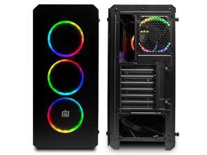 Deco Gear Mid-Tower PC Gaming Computer Case Full Tempered Glass and LED Lighting Deco Gear Mid-Tower PC Gaming Computer Case Full Tempered Glass and LED Lighting