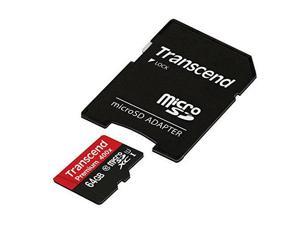 Transcend 64GB MicroSDXC Class10 UHS-1 Memory Card with Adapter 60 MB/s (TS64GUSDU1)