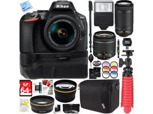 Nikon D5600 24.2MP DSLR Camera + AF-P 18-55mm VR & 70-300mm ED Lens Battery Grip Kit