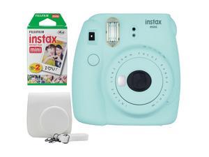 Fujifilm Instax Mini 9 Instant Camera Bundle w/ Case and Film - Ice Blue