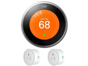 Nest Learning Thermostat 3rd Gen (Stainless Steel) w/ 2 Pack Wifi Smart Plug Nest Learning Thermostat 3rd Gen (Stainless Steel) w/ 2 Pack Wifi Smart Plug