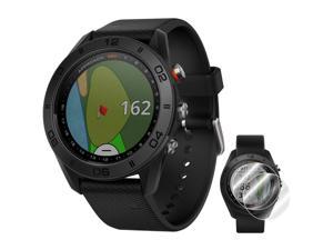 Garmin Approach S60 Golf Watch Black with Black Band + Screen Protector 2 Pack