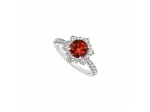 Fine Jewelry Vault UBNR50834W14CZGR 14K White Gold January Birthstone Garnet & CZ Floral Engagement Ring, 6 Stones Fine Jewelry Vault UBNR50834W14CZGR 14K White Gold January Birthstone Garnet & CZ Floral Engagement Ring, 6 Stones