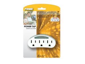 Prime PBADL101 3 Outlet White Power Tap with Photocell Nightlight Prime PBADL101 3 Outlet White Power Tap with Photocell Nightlight