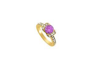 Fine Jewelry Vault UBNR84041AGVYCZAM Amethyst & CZ Engagement Ring in 18K Yellow Gold, 24 Stones Fine Jewelry Vault UBNR84041AGVYCZAM Amethyst & CZ Engagement Ring in 18K Yellow Gold, 24 Stones
