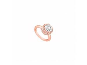 Fine Jewelry Vault UBJ8901AGVRCZ April Birthstone CZ Halo Engagement Rings in 14K Rose Gold Vermeil - 1 CT TGW Fine Jewelry Vault UBJ8901AGVRCZ April Birthstone CZ Halo Engagement Rings in 14K Rose Gold Vermeil - 1 CT TGW