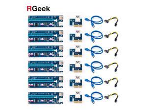 60-Pack 006C PCIe PCI-E PCI Express Riser Card 1x to 16x USB 3.0 Data Cable Adapter SATA to 6 pin for Bitcoin Mining