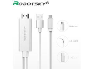 Type C and Micro USB To HDTV TV HDMI Adapter 2 In 1 Digital AV Cable For Samsung Xiaomi Android Phone with Audio USB Cable Type C and Micro USB To HDTV TV HDMI Adapter 2 In 1 Digital AV Cable For Samsung Xiaomi Android Phone with Audio USB Cable
