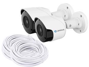 2 Pack Camius 5MP PoE Bullet Security IP Camera with built-in mic, 3.6mm Lens, 100ft Night Vision, PC Mac compatible software, Browser, Camera app View - BOLTX5PA - with 60ft camera ethernet cable 2 Pack Camius 5MP PoE Bullet Security IP Camera with built-in mic, 3.6mm Lens, 100ft Night Vision, PC Mac compatible software, Browser, Camera app View - BOLTX5PA - with 60ft camera ethernet cable