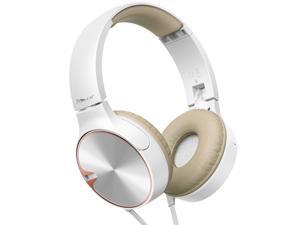 Pioneer SE-MJ722T Heavy Bass On-Ear Headphones (White/Brown)