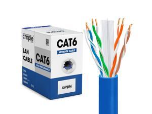 Cmple - Cat6 Cable 1000ft Bulk Lan Ethernet Cat 6 Wire Network UTP 23AWG CMR Riser 10 Gbps 550 MHz Pull Box 1000 Feet, Blue