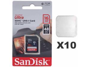 SanDisk 16GB Ultra SDHC Class 10 UHS-I 48MB/s SD Camera Card SDSDUNB-016G Retail (10 Pack) with Plastic Cases SanDisk 16GB Ultra SDHC Class 10 UHS-I 48MB/s SD Camera Card SDSDUNB-016G Retail (10 Pack) with Plastic Cases