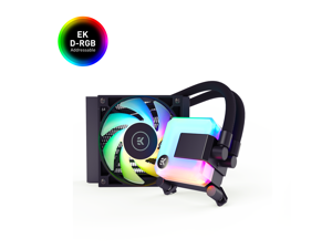 EK 120mm AIO D-RGB All-in-One Liquid CPU Cooler with EK-Vardar High-Performance PMW Fans, Water Cooling Computer Parts, 120mm Fan, Intel 115X/1200/2066, AMD AM4, (120mm AIO) EK 120mm AIO D-RGB All-in-One Liquid CPU Cooler with EK-Vardar High-Performance PMW Fans, Water Cooling Computer Parts, 120mm Fan, Intel 115X/1200/2066, AMD AM4, (120mm AIO)