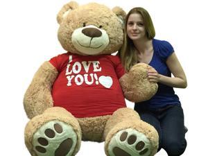 I Love You Giant 5 Foot Teddy Bear Soft 60 Inch Wears I Love You T-shirt Weighs 16 Pounds