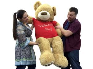 Giant 5 Foot Valentine Teddy Bear Soft Life Size Plush Wears Removable T-Shirt HAPPY VALENTINES DAY