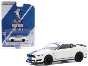2020 Ford Mustang Shelby GT350 Heritage Edition White with Blue Stripes "Mustang GT350 55th Anniversary" 1/64 Diecast Model Car by Greenlight 2020 Ford Mustang Shelby GT350 Heritage Edition White with Blue Stripes "Mustang GT350 55th Anniversary" 1/64 Diecast Model Car by Greenlight