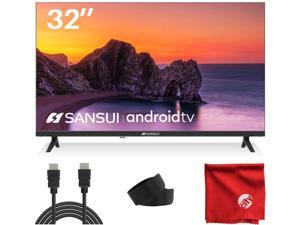Sansui 32-Inch 720p HD LED Android Smart TV, Google Assistant Voice Control, Screen Share, HDMI, WiFi, USB Bundle with Cable Ties and Microfiber (S32V1HA)