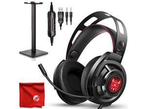 ONIKUMA M190 Pro RGB LED Light Over-Ear 7.1 Surround Sound Noise Cancelling Gaming Headset Microphone Bundle with Headphone Stand for PC, Xbox One, PS4, Nintendo Switch, Mac, Desktop, Laptop, Computer ONIKUMA M190 Pro RGB LED Light Over-Ear 7.1 Surround Sound Noise Cancelling Gaming Headset Microphone Bundle with Headphone Stand for PC, Xbox One, PS4, Nintendo Switch, Mac, Desktop, Laptop, Computer