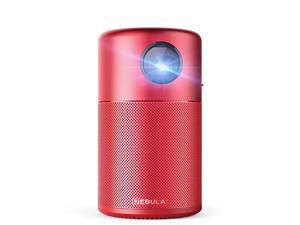 Nebula Capsule, by Anker, Smart Wi-Fi Mini Projector, Red, 100 ANSI Lumen Portable Projector, 360° Speaker, Movie Projector, 100 Inch Picture, 4-Hour Video Playtime, Outdoor Projector - Watch Anywhere