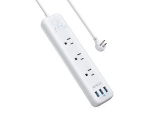 Anker 3-Outlet & 3 PowerIQ USB Power Strip Surge Protector, PowerPort Strip 3 with 5 Foot Long Extension Cord, Flat Plug, Safety Shutter, for Home, Office (300 J) Anker 3-Outlet & 3 PowerIQ USB Power Strip Surge Protector, PowerPort Strip 3 with 5 Foot Long Extension Cord, Flat Plug, Safety Shutter, for Home, Office (300 J)