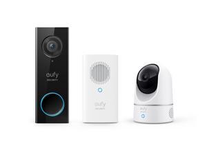 eufy Security, 1080P Video Doorbell (Wired) + Indoor Cam Pan & Tilt Bundle, 1080P Resolution, 2-Way Audio, Doorbell Requires Existing Doorbell Wires, No Monthly Fees