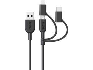 Anker Powerline II 3in1 Cable LightningType CMicro USB Cable for iPhone iPad Huawei HTC LG Samsung Galaxy Sony Xperia Android Smartphones and More Universal Compatibility  3 ft