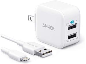 iPhone Charger, Anker PowerPort III 2-Port 12W USB Wall Charger with 3ft MFi Certified Lightning Cable, Foldable Plug, for iPhone Xs/XR/ 11/11 Pro/SE 2020/ iPad, and More