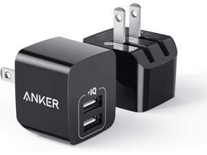 Anker 2-Pack Dual Port 12W USB Wall Charger with Foldable Plug, PowerPort mini, Black Anker 2-Pack Dual Port 12W USB Wall Charger with Foldable Plug, PowerPort mini, Black