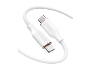 Anker Powerline III Flow, USB C to USB C Cable 100W 6ft, Type C Charging Cable Fast Charge for MacBook Pro 2020, iPad Pro, iPad Air, Galaxy S20, Pixel, Switch, LG, and More(Cloud White)