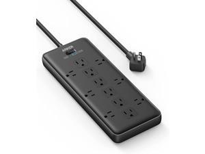 Anker Power Strip Surge Protector (2 × 4000 Joules), PowerExtend Strip 12 Outlets with Flat Plug, 1875W Output, 8ft Extension Cord, Dual Surge Protection for Office, Home