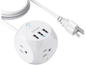 Anker PowerPort Cube with 3 Outlets and 3 USB Ports, Portable Power Strip with USB, 10ft Extension Cord, Overload Protection for iPhone Xs/XR, Compact for Travel, Cruise Ship and Office