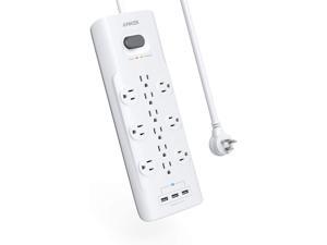Anker Power Strip Surge Protector, 12 Outlets & 3 USB Ports with Flat Plug, PowerPort Strip With 8ft Extension Cord, PowerIQ for iPhone XS/XS Max/XR/X, Galaxy, for Home, Office, and More (4000 Joules)