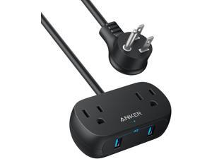 Anker Power Strip with USB PowerExtend USB 2 Mini, 2 Outlets, and 2 USB Ports, Flat Plug, 10 ft Extension Cord, Safety System for Travel, Desk, and Home Office
