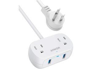 Anker Power Strip with USB PowerExtend USB 2 Mini, 2 Outlets, and 2 USB Ports, Flat Plug, 8 ft Extension Cord, Safety System for Travel, Desk, and Home Office