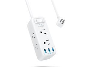 Anker Power Strip Surge Protector with USB, 5 ft Extension Cord, Flat Plug, 331 Power Strip with 6 Outlets and 3 USB Ports, Charging Station, Compact for Cruise Ship Travel, Home, Dorm Room and Office